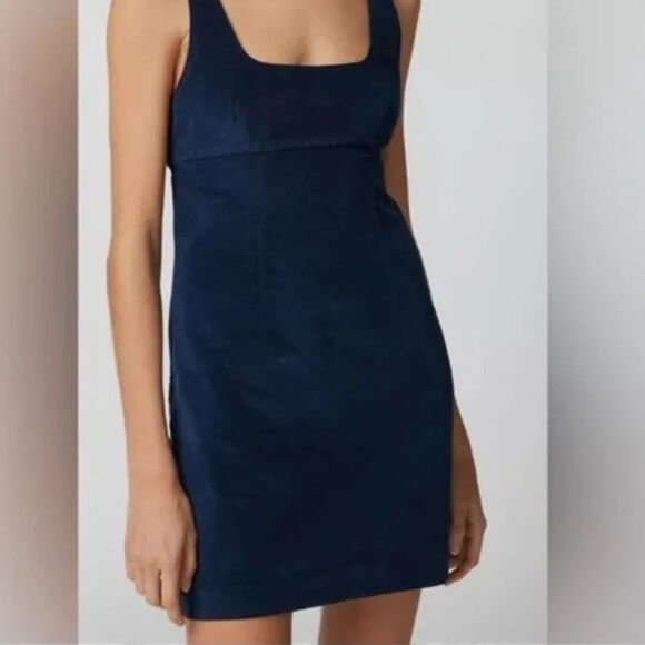 Urban Outfitters Navy Blue Suede Mini Dress Size Large - Picture 1 of 9